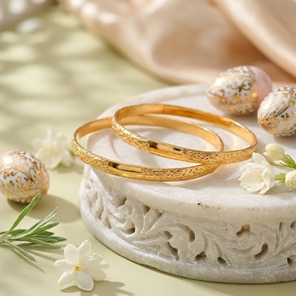 Heritage Gold Engraved Bangle Set