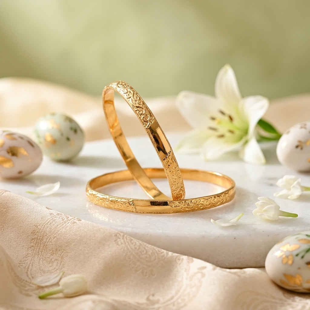Heritage Gold Engraved Bangle Set