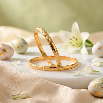 Heritage Gold Engraved Bangle Set