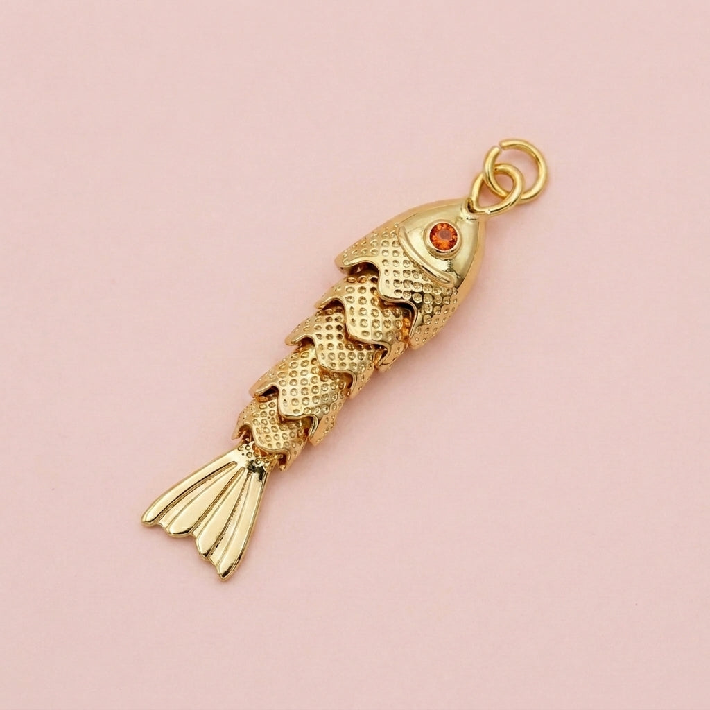 Gold Articulated Fish Charm
