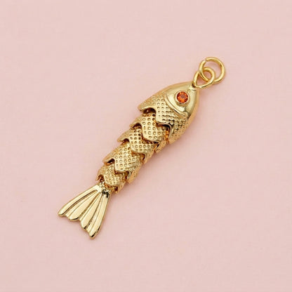 Gold Articulated Fish Charm