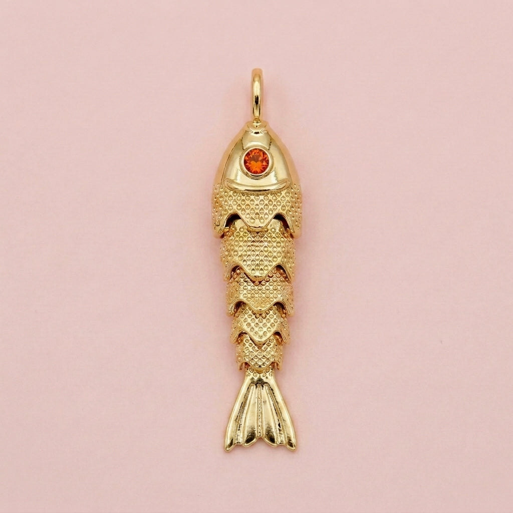 Gold Articulated Fish Charm