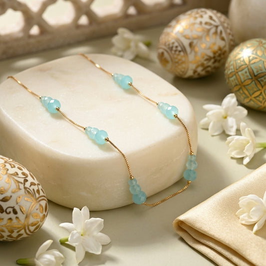 Aqua Serenity Beaded Chain Necklace