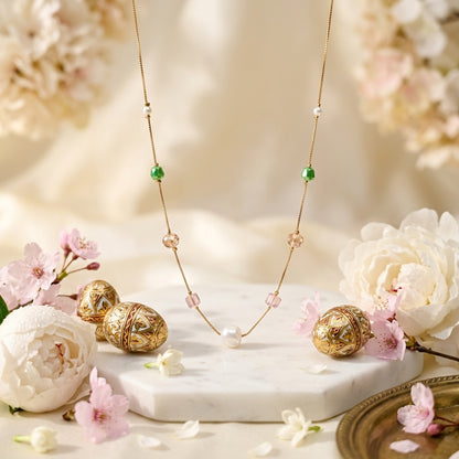 Pastel Pearl & Crystal Beaded Station Necklace