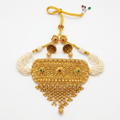 Rajasthani Aad Necklace Set with Jhumka