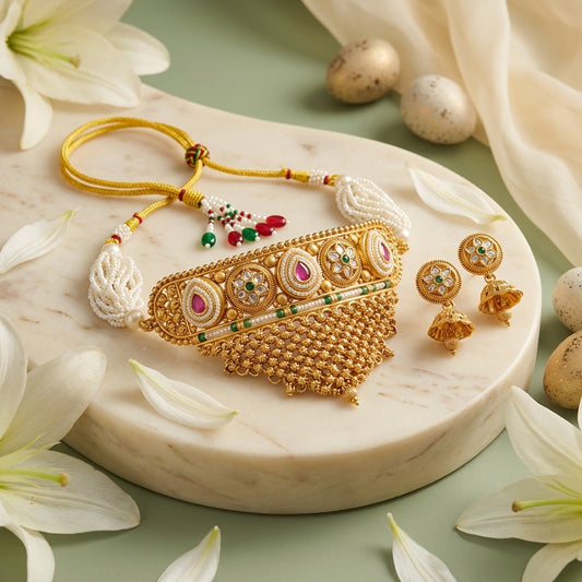 Rajasthani Aad Necklace Set with Jhumka
