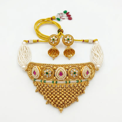 Rajasthani Aad Necklace Set with Jhumka
