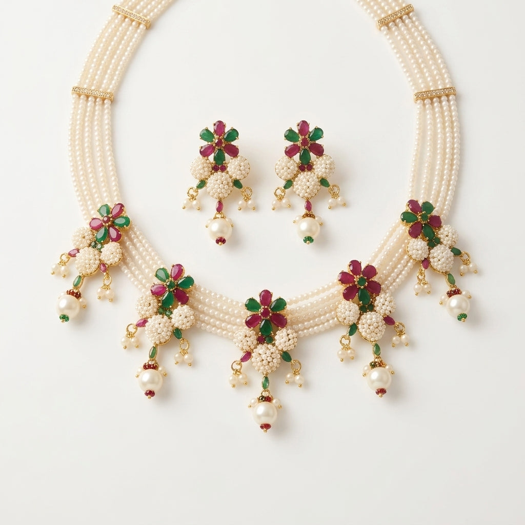 Floral Pearl Jewelry Set