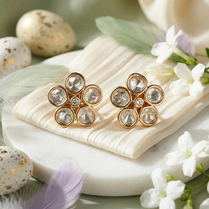 Moissanite Diamond Flower Stud Earrings