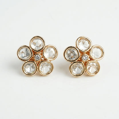 Moissanite Diamond Flower Stud Earrings