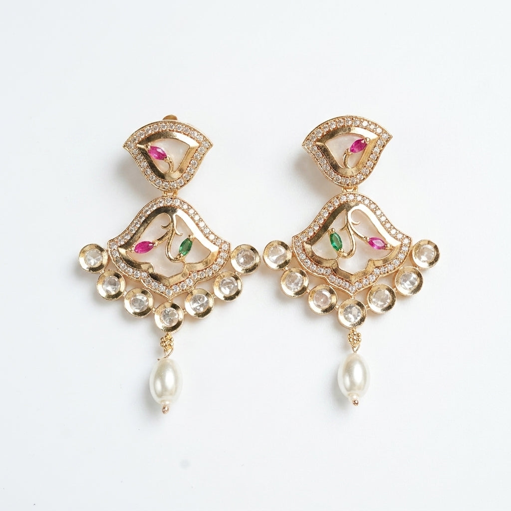 Moissanite Floral Drop Earrings