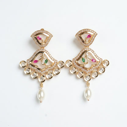 Moissanite Floral Drop Earrings