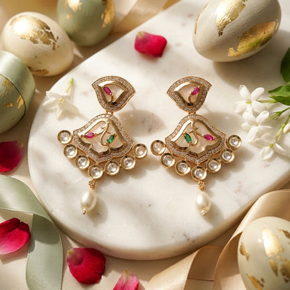 Moissanite Floral Drop Earrings