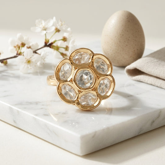 Moissanite Diamond Flower Ring