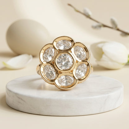 Moissanite Diamond Flower Ring