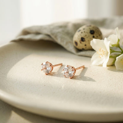 Classic Solitaire Rose Gold Stud Earrings