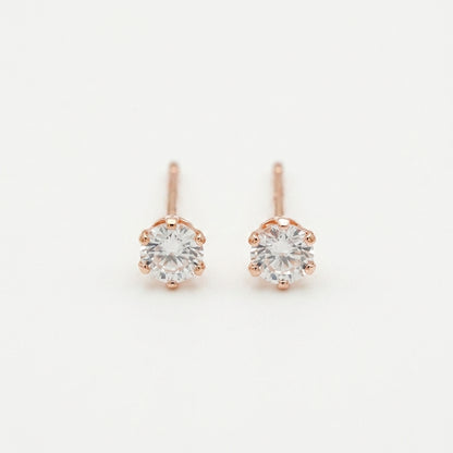 Classic Solitaire Rose Gold Stud Earrings