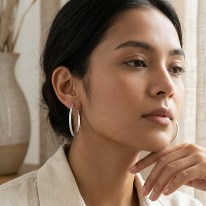 Silver Tone Hoop Earrings