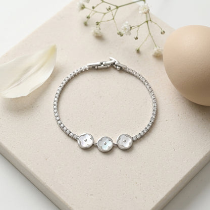 White MOP Clover Tennis Bracelet