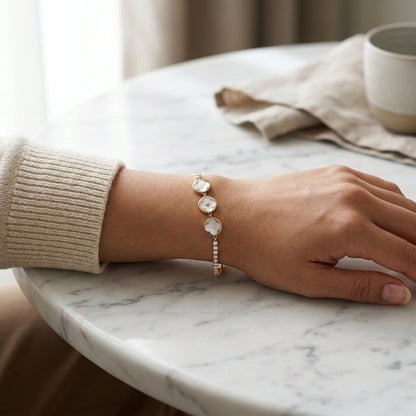 White MOP Clover Tennis Bracelet
