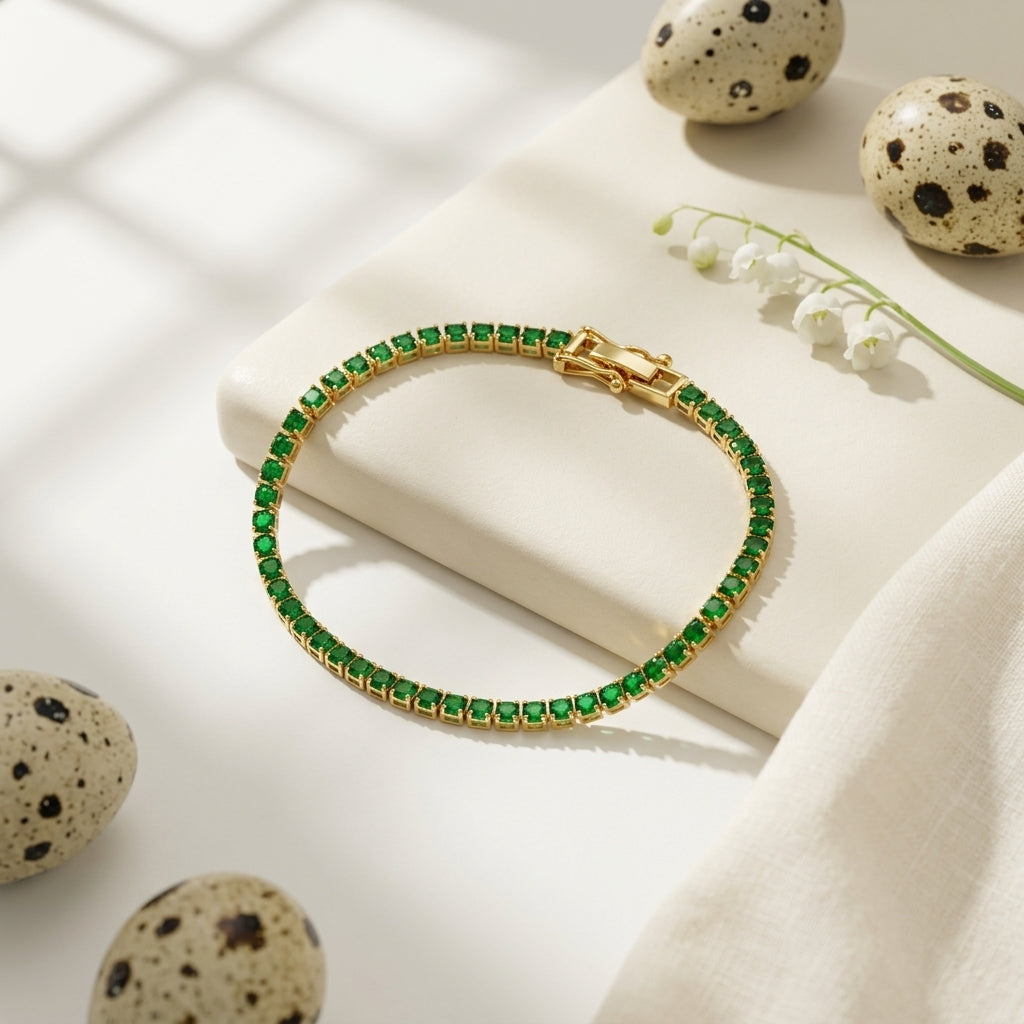 Round Green Moissanite Tennis Bracelet