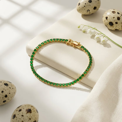 Round Green Moissanite Tennis Bracelet