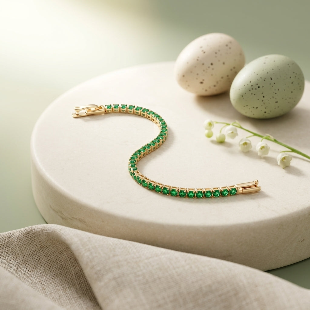 Round Green Moissanite Tennis Bracelet
