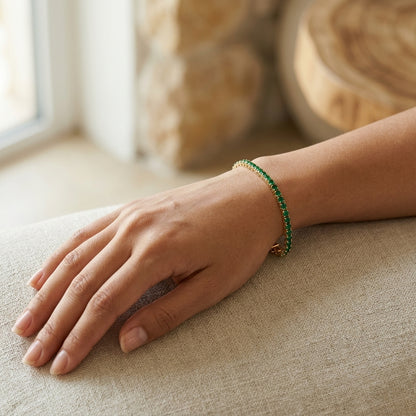 Round Green Moissanite Tennis Bracelet