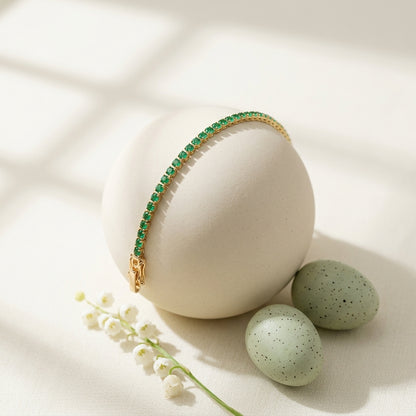 Round Green Moissanite Tennis Bracelet