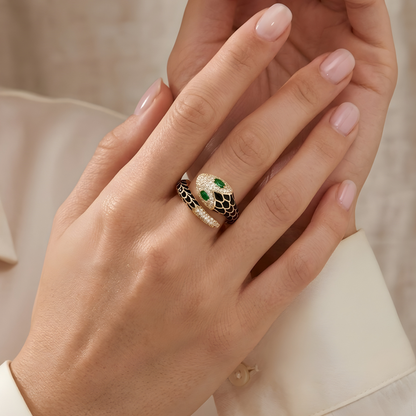 Moissanite Diamond Enamel Snake Ring