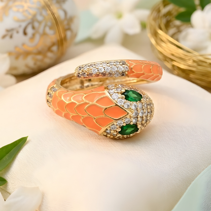 Moissanite Diamond Enamel Snake Ring