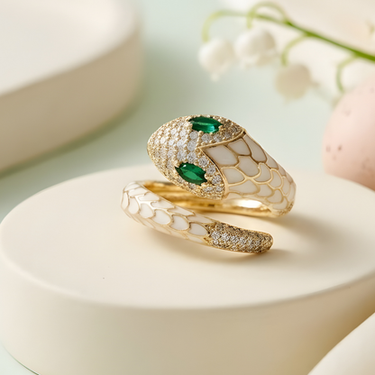 Moissanite Diamond Enamel Snake Ring