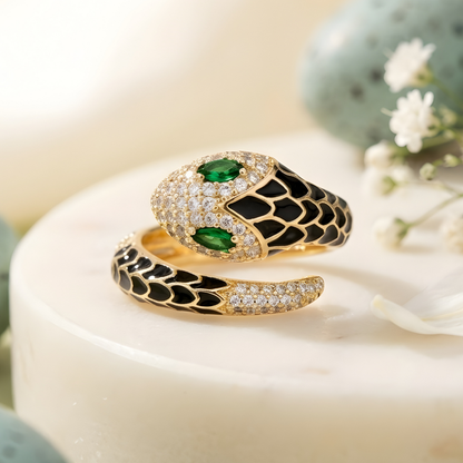 Moissanite Diamond Enamel Snake Ring